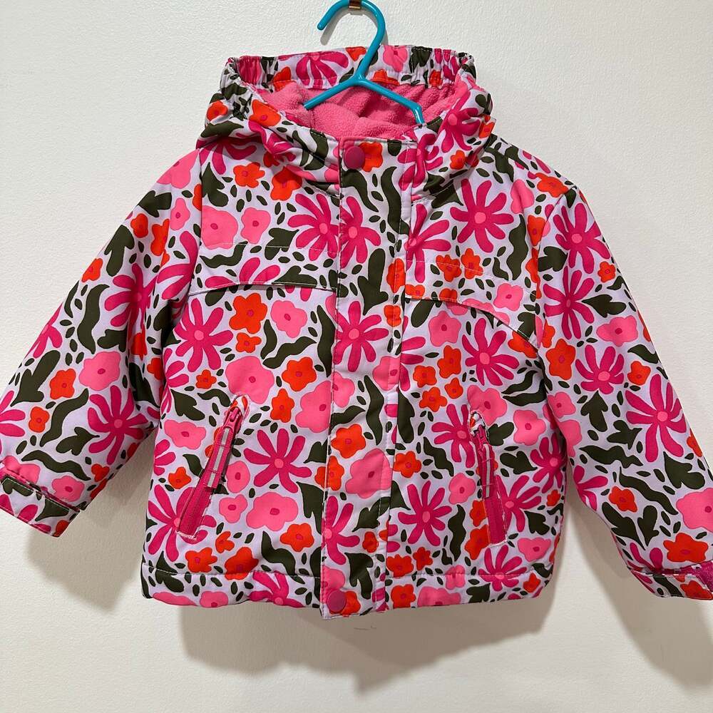 Cat & Jack Baby Toddler Pink Floral Winter Hooded Jacket Size 18M